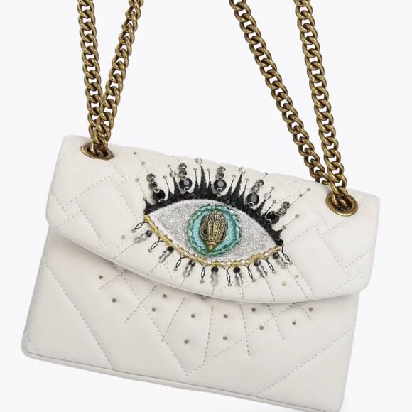 Kurt Geiger Mini Kensington Eye Quilted Leather Crossbody Bag Bone NWT $225 - Picture 7 of 10